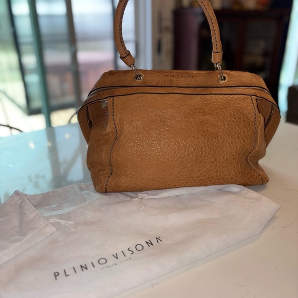 Plinio Visona Caramel Leather Shoulder Bag - Picture 2 of 8